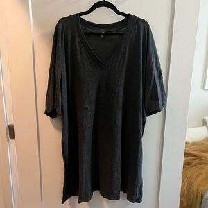 We The Free Oversized Charcoal V-Neck Tee